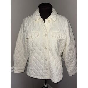 Talbots Corduroy Quilted Jacket Size Large Barn Jacket Pockets Layering Cottage